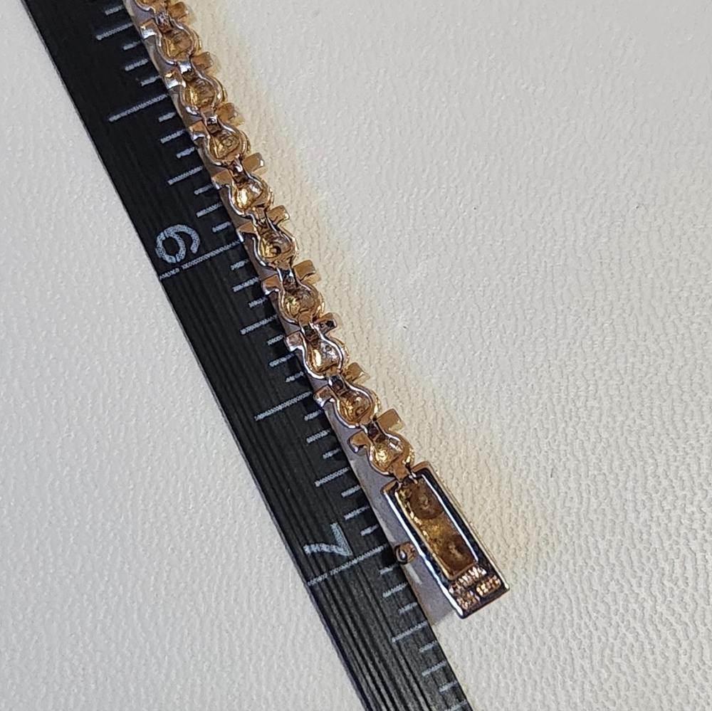 Vintage Gold Tone Sterling Silver Tennis Bracelet - Picture 2 of 11